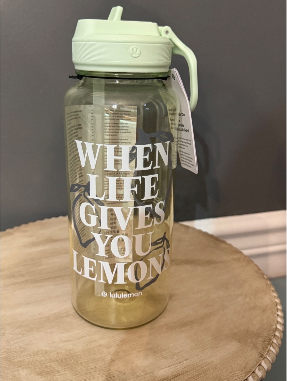 Lululemon Back to Life Clear Bottle 32 oz Straw Lid Green